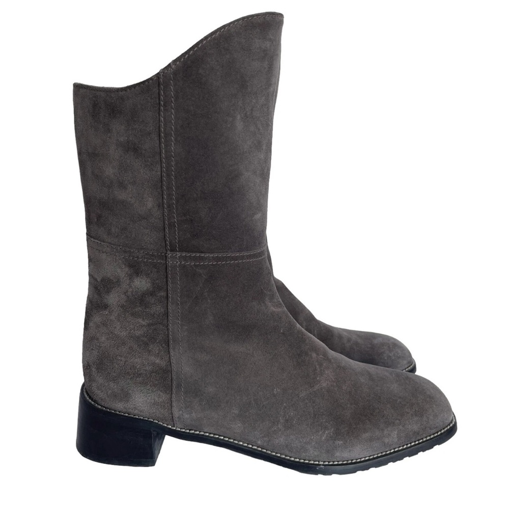 RARE Stuart Weitzman Taupe Suede Women US 8 M Pull On Mid Calf Boots